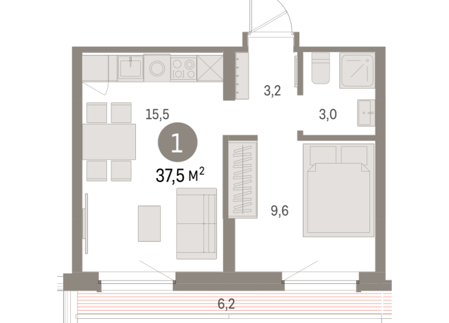 37.00 м² | 7 - 8 эт.