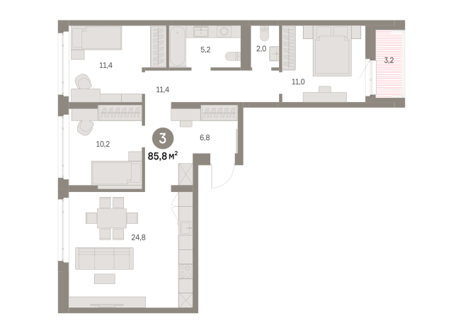 85.00 м² | 2 - 8 эт.