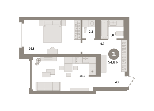 54.00 м² | 22 - 24 эт.