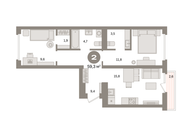 59.00 м² | 9 - 9 эт.