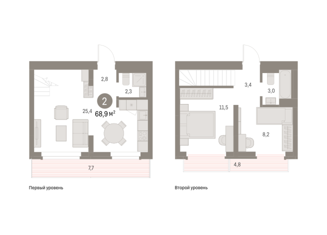 70.00 м² | 8 - 9 эт.