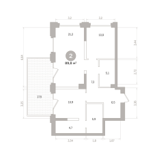 89.00 м² | 3 - 17 эт. 00