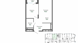 46.63 м² | 14 - 25 эт.