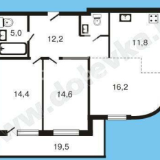 3-к квартира | 75.70 м² | 7 - 19 эт. 00
