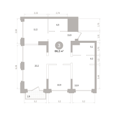 86.00 м² | 8 - 17 эт. 00