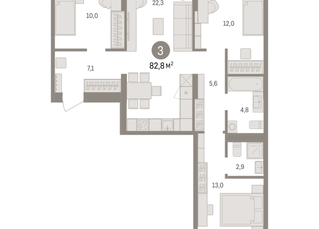 82.00 м² | 3 - 7 эт.