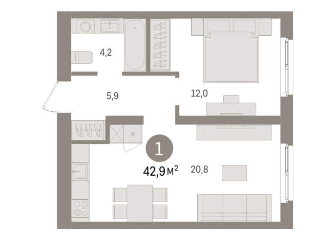 42.00 м² | 7 - 8 эт.