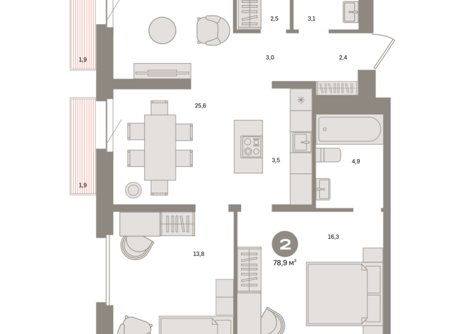 78.00 м² | 3 - 7 эт.