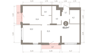 65.00 м² | 7 - 9 эт.