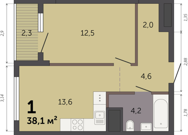 38.10 м² | 11 - 32 эт.