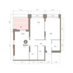 83.00 м² | 16 - 16 эт. 00