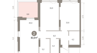 83.00 м² | 16 - 16 эт.