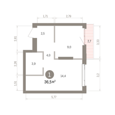 36.00 м² | 7 - 25 эт. 00