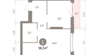 36.00 м² | 7 - 25 эт.