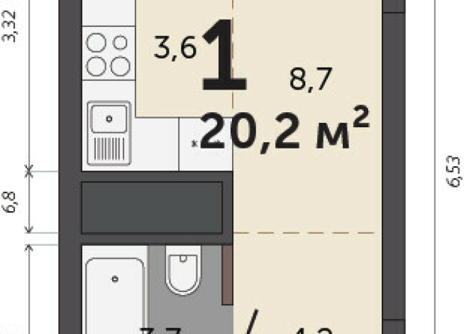 20.20 м² | 19 - 30 эт.