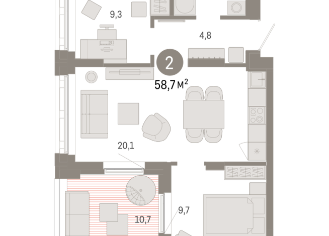 58.00 м² | 8 - 8 эт.