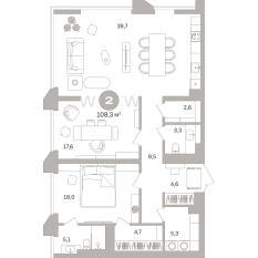 108.00 м² | 12 - 25 эт. 00