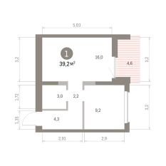 39.00 м² | 9 - 9 эт. 00