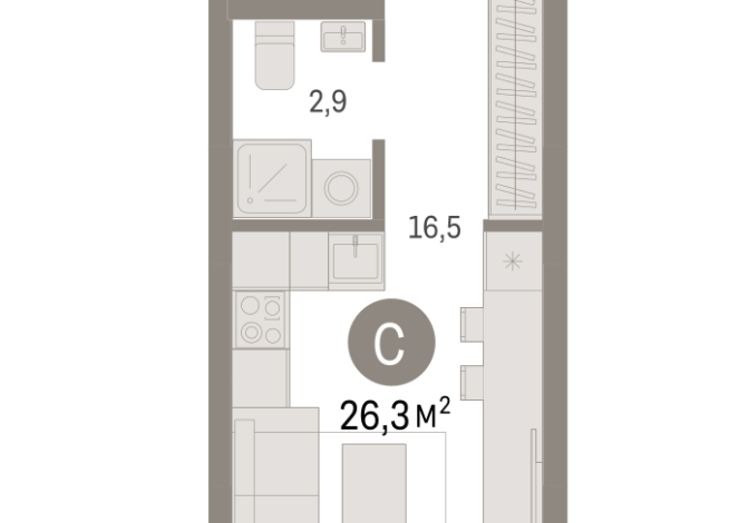 26.00 м² | 4 - 8 эт.