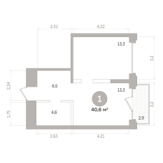 40.00 м² | 14 - 17 эт. 00