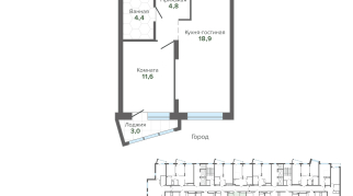 42.70 м² | 15 - 25 эт.