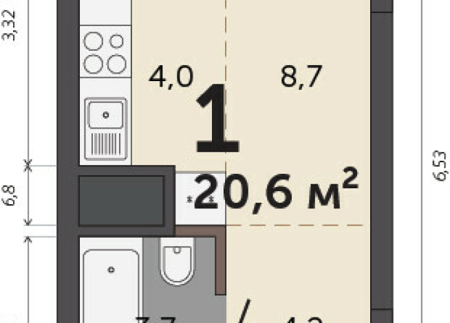 20.60 м² | 14 - 30 эт.