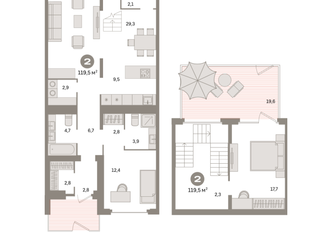 119.00 м² | 1 - 9 эт.