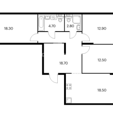 3-к квартира | 88.40 м² | 7 - 25 эт. 131