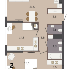 69.20 м² | 7 - 32 эт. 00