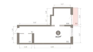 44.00 м² | 5 - 8 эт.