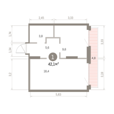 42.00 м² | 4 - 8 эт. 00