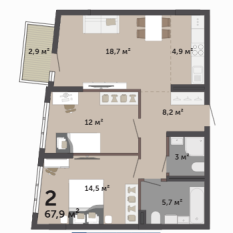 67.90 м² | 10 - 12 эт. 00
