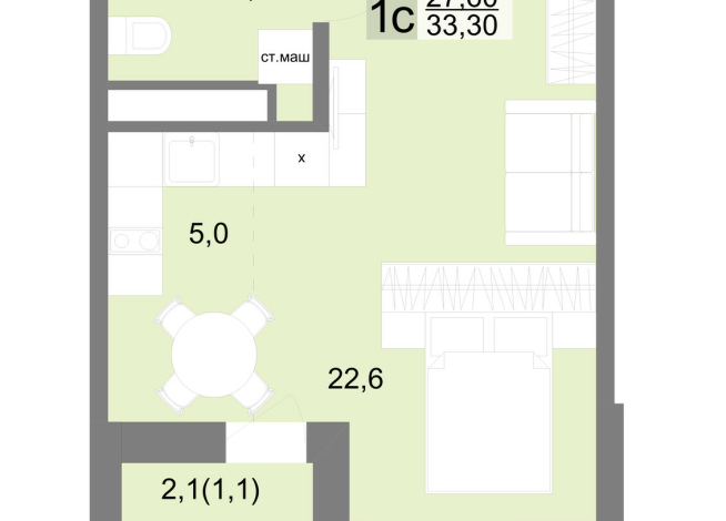 33.00 м² | 13 - 26 эт.