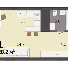 28.20 м² | 30 - 32 эт. 00
