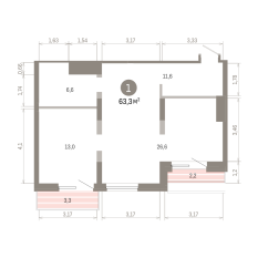 63.00 м² | 7 - 8 эт. 00