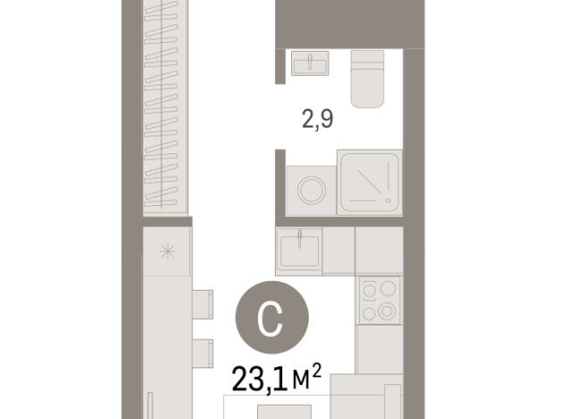 23.00 м² | 3 - 8 эт.