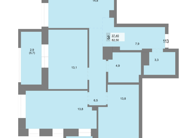 82.50 м² | 16 - 30 эт.