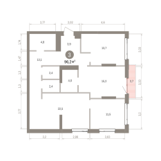 96.00 м² | 5 - 25 эт. 00