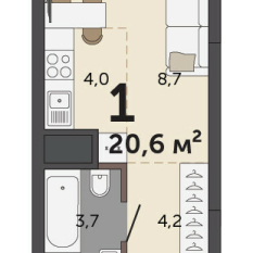 20.60 м² | 7 - 30 эт. 00