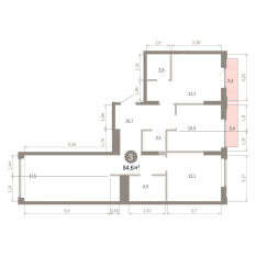 84.00 м² | 3 - 7 эт. 00