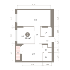 63.00 м² | 7 - 16 эт. 00