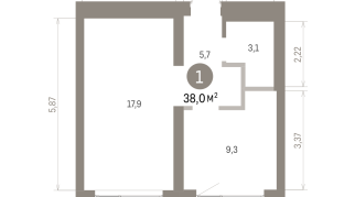 39.00 м² | 7 - 9 эт.