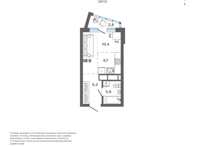 27.00 м² | 11 - 25 эт.