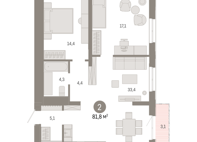 81.00 м² | 13 - 17 эт.