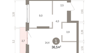 36.00 м² | 13 - 25 эт.