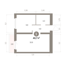 40.00 м² | 4 - 9 эт. 00