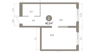 40.00 м² | 8 - 15 эт.