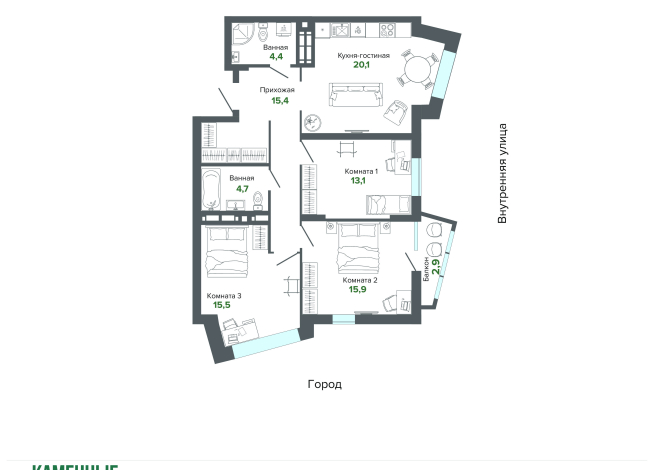 91.89 м² | 23 - 25 эт.