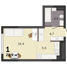 28.90 м² | 2 - 32 эт. 00
