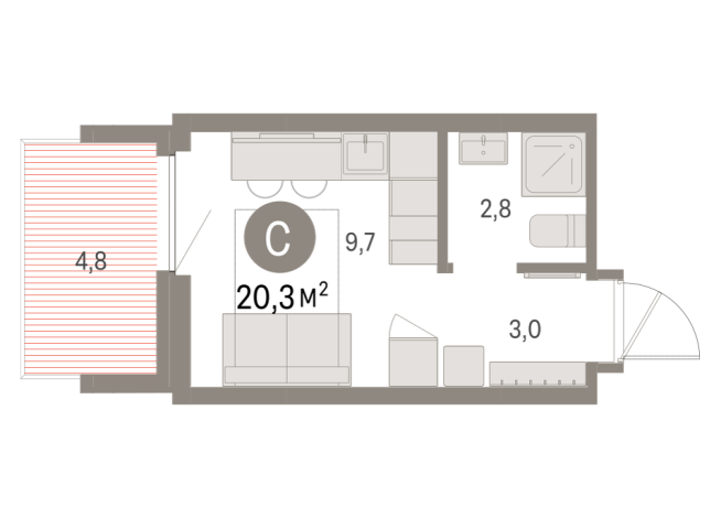 20.00 м² | 6 - 9 эт.